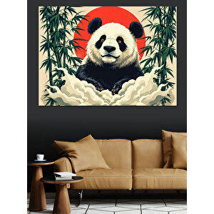Bambu Arasında Sevimli Panda Dekoratif Kanvas - Mdf Ahşap Tablo