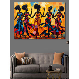 Ritmik Renkli Dansçılar Dekoratif Kanvas - Mdf Ahşap Tablo 70x100 cm