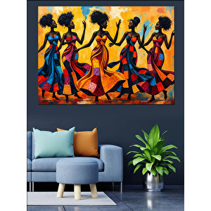 Ritmik Renkli Dansçılar Dekoratif Kanvas - Mdf Ahşap Tablo