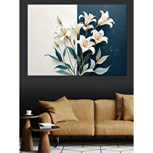 Beyaz Zambak Buketi Dekoratif Kanvas - Mdf Ahşap Tablo