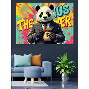 Ceketli Panda Karakteri Dekoratif Kanvas - Mdf Ahşap Tablo 35x50 cm