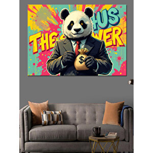 Ceketli Panda Karakteri Dekoratif Kanvas - Mdf Ahşap Tablo