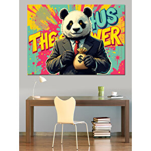 Ceketli Panda Karakteri Dekoratif Kanvas - Mdf Ahşap Tablo