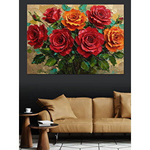 Kırmızı Gül Buketi Dekoratif Kanvas - Mdf Ahşap Tablo