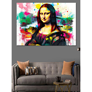 Renkli Mona Lisa Dekoratif Kanvas - Mdf Ahşap Tablo