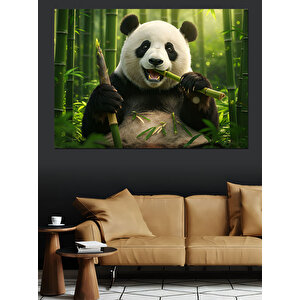 Bambu Arasında Sevimli Panda Dekoratif Kanvas - Mdf Ahşap Tablo
