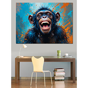 Renkli Maymun Portresi Dekoratif Kanvas - Mdf Ahşap Tablo 70x100 cm