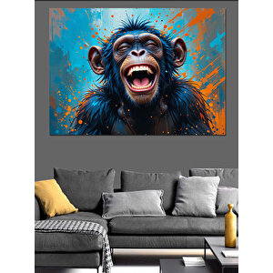 Renkli Maymun Portresi Dekoratif Kanvas - Mdf Ahşap Tablo 70x100 cm