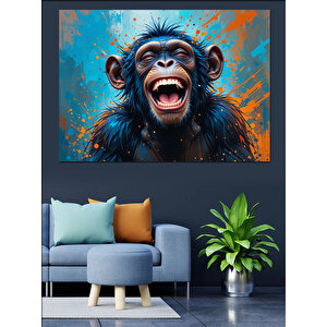 Renkli Maymun Portresi Dekoratif Kanvas - Mdf Ahşap Tablo