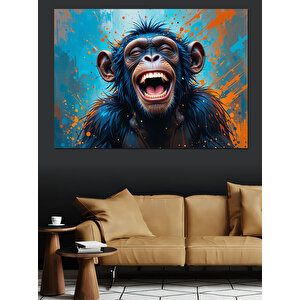 Renkli Maymun Portresi Dekoratif Kanvas - Mdf Ahşap Tablo 100x140 cm