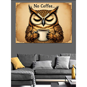 Kahvesiz Asabi Baykuş Dekoratif Kanvas - Mdf Ahşap Tablo 100x140 cm