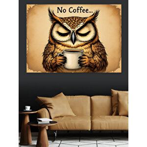 Kahvesiz Asabi Baykuş Dekoratif Kanvas - Mdf Ahşap Tablo 100x140 cm