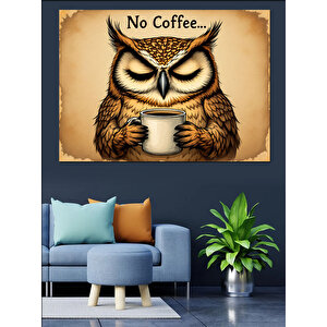 Kahvesiz Asabi Baykuş Dekoratif Kanvas - Mdf Ahşap Tablo 100x140 cm