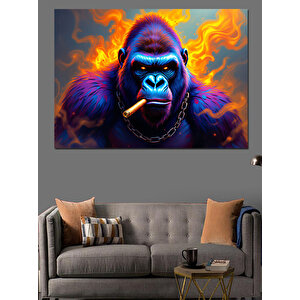 Alevli Gözlü Goril Dekoratif Kanvas - Mdf Ahşap Tablo
