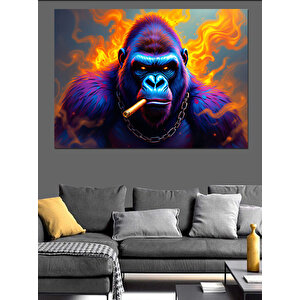 Alevli Gözlü Goril Dekoratif Kanvas - Mdf Ahşap Tablo 25x35 cm