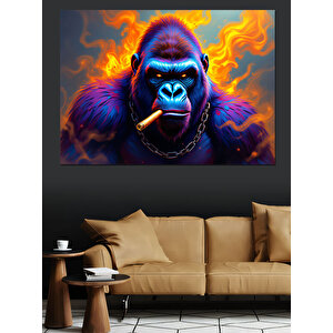 Alevli Gözlü Goril Dekoratif Kanvas - Mdf Ahşap Tablo 25x35 cm