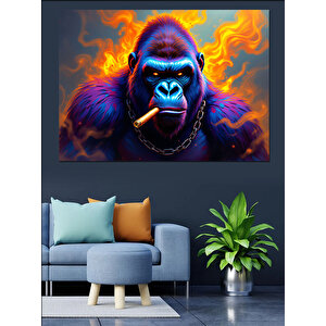 Alevli Gözlü Goril Dekoratif Kanvas - Mdf Ahşap Tablo