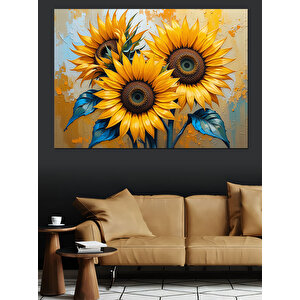 Canlı Sarı Ayçiçek Buketi Dekoratif Kanvas - Mdf Ahşap Tablo 70x100 cm