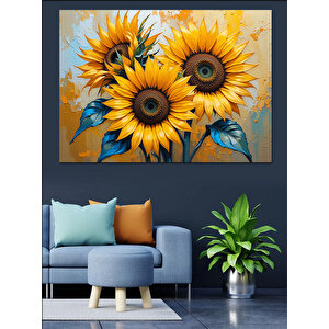 Canlı Sarı Ayçiçek Buketi Dekoratif Kanvas - Mdf Ahşap Tablo 70x100 cm