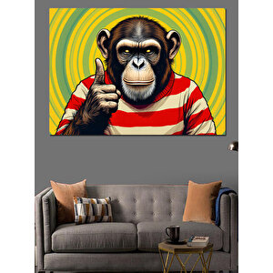 Parmak Sallayan Maymun Dekoratif Kanvas - Mdf Ahşap Tablo 50x70 cm