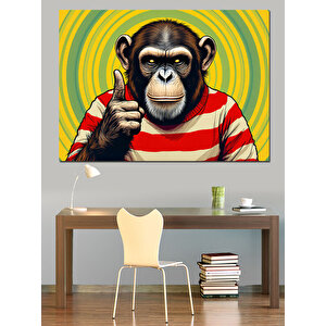 Parmak Sallayan Maymun Dekoratif Kanvas - Mdf Ahşap Tablo 50x70 cm