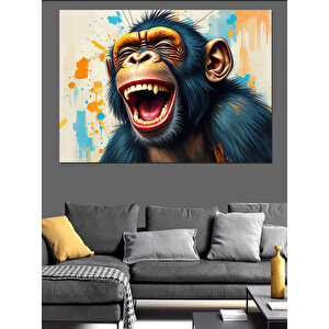 Bağıran Renkli Maymun Çizimi Dekoratif Kanvas - Mdf Ahşap Tablo 70x100 cm
