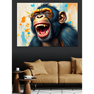 Bağıran Renkli Maymun Çizimi Dekoratif Kanvas - Mdf Ahşap Tablo 50x70 cm