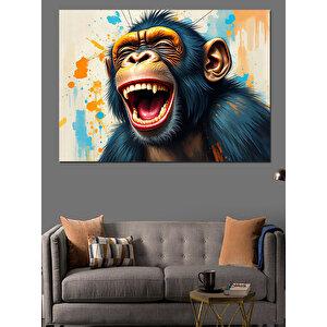 Bağıran Renkli Maymun Çizimi Dekoratif Kanvas - Mdf Ahşap Tablo