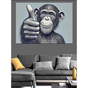 Başparmak Yapan Maymun Dekoratif Kanvas - Mdf Ahşap Tablo 25x35 cm