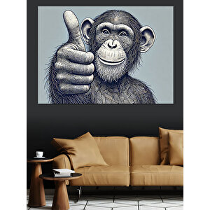 Başparmak Yapan Maymun Dekoratif Kanvas - Mdf Ahşap Tablo 25x35 cm