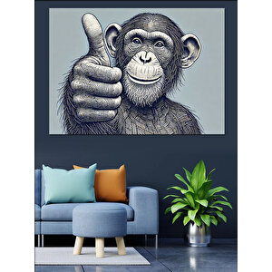 Başparmak Yapan Maymun Dekoratif Kanvas - Mdf Ahşap Tablo 25x35 cm