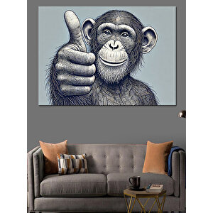 Başparmak Yapan Maymun Dekoratif Kanvas - Mdf Ahşap Tablo