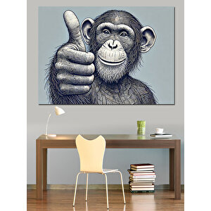 Başparmak Yapan Maymun Dekoratif Kanvas - Mdf Ahşap Tablo