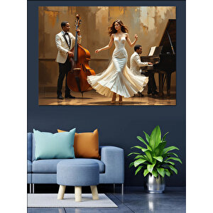 Kemanlı Beyaz Dansçılar Dekoratif Kanvas - Mdf Ahşap Tablo