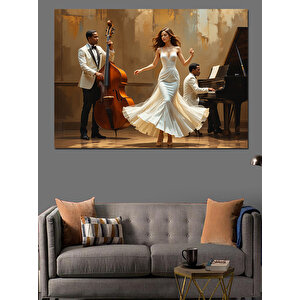 Kemanlı Beyaz Dansçılar Dekoratif Kanvas - Mdf Ahşap Tablo