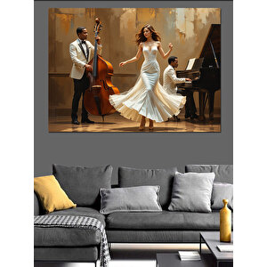Kemanlı Beyaz Dansçılar Dekoratif Kanvas - Mdf Ahşap Tablo 50x70 cm