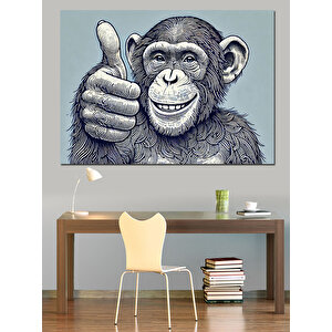 Başparmak Kaldıran Maymun İllüstrasyonu Dekoratif Kanvas - Mdf Ahşap Tablo