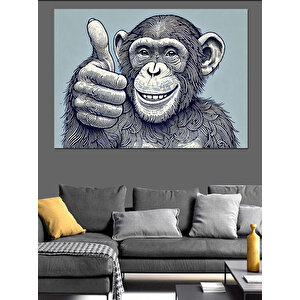 Başparmak Kaldıran Maymun İllüstrasyonu Dekoratif Kanvas - Mdf Ahşap Tablo
