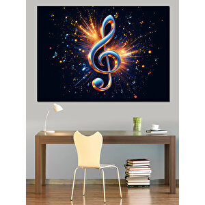 Parlak Nota Işıltı Sembolü Dekoratif Kanvas - Mdf Ahşap Tablo 100x140 cm