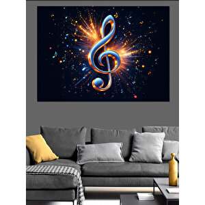 Parlak Nota Işıltı Sembolü Dekoratif Kanvas - Mdf Ahşap Tablo 100x140 cm