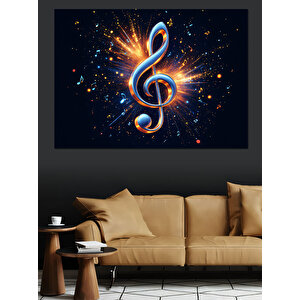 Parlak Nota Işıltı Sembolü Dekoratif Kanvas - Mdf Ahşap Tablo 100x140 cm