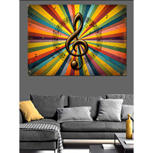 Renkli Nota Sembolü Dekoratif Kanvas - Mdf Ahşap Tablo 100x140 cm