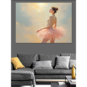 Pembe Tüllü Balerin Dekoratif Kanvas - Mdf Ahşap Tablo 70x100 cm