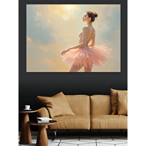 Pembe Tüllü Balerin Dekoratif Kanvas - Mdf Ahşap Tablo 70x100 cm