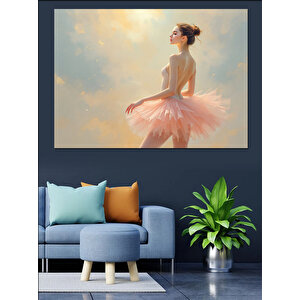 Pembe Tüllü Balerin Dekoratif Kanvas - Mdf Ahşap Tablo 70x100 cm
