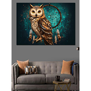 Hayalci Bakışlı Baykuş Portresi Dekoratif Kanvas - Mdf Ahşap Tablo