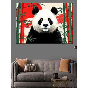 Bambu Ormanında Panda Dekoratif Kanvas - Mdf Ahşap Tablo 70x100 cm
