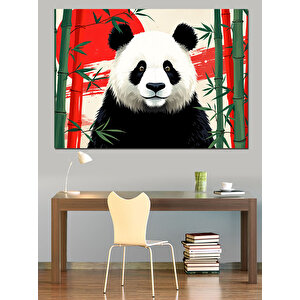 Bambu Ormanında Panda Dekoratif Kanvas - Mdf Ahşap Tablo 70x100 cm