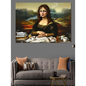 Mona Lisa Masada Dekoratif Kanvas - Mdf Ahşap Tablo 50x70 cm