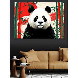 Bambu Ormanında Panda Dekoratif Kanvas - Mdf Ahşap Tablo